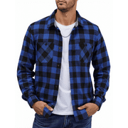 Puztloy Flannel Shirt Men Plaid Button Down Shirts Long Sleeve for Men Regular Fit Winter Business Work Dress Shirts with Pockets