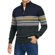 PUZTLOY Mens Quarter Zip Knitted Sweater, 1/4 Zip Pullover Winter Warm Polo Collar Knit Sweater for Fall and Winter