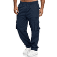 thumbnail image 1 of PUZTLOY Men's Cargo Pants Sweatpants Jogger Work Trousers Relaxed Fit Loose Casual Baggy Lightweight Workout Slacks with Multi Pockets Black, 1 of 7