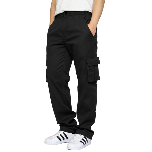 Men's Cargo Work Pants Jogger Trousers Relaxed Fit Slacks Straight Leg Lightweight Slacks with Multi Pockets Black