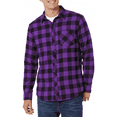 thumbnail image 1 of PUZTLOY Mens Button Down Shirts Long Sleeve Plaid Flannel Shirt Business Casual Work Dress Shirts with Pocket Black Purple, 1 of 7