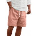 thumbnail image 1 of Puztloy Men’s Linen Shorts Casual Lightweight Shorts,Elastic Waist Drawstring Shorts with Pockets for Summer Beach Vacation, 1 of 8