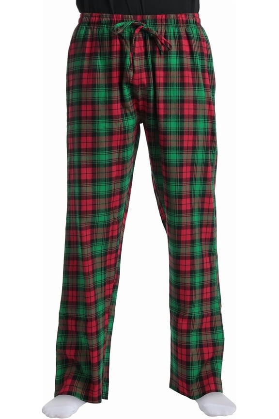 Mens Pajama Pants Flannel Plaid Lounge Pants Comfy Soft Sleepwear Pants Pj Drawstring Bottoms with Pockets