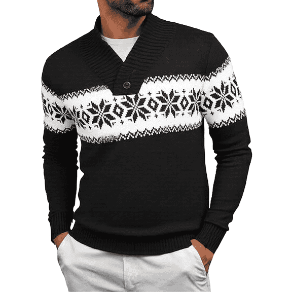 Puztloy Mens Sweater V Neck Long Sleeve Christmas Sweater, Lightweight Casual Knit Pullover for Fall and Winter, Ugly Sweater Men Black
