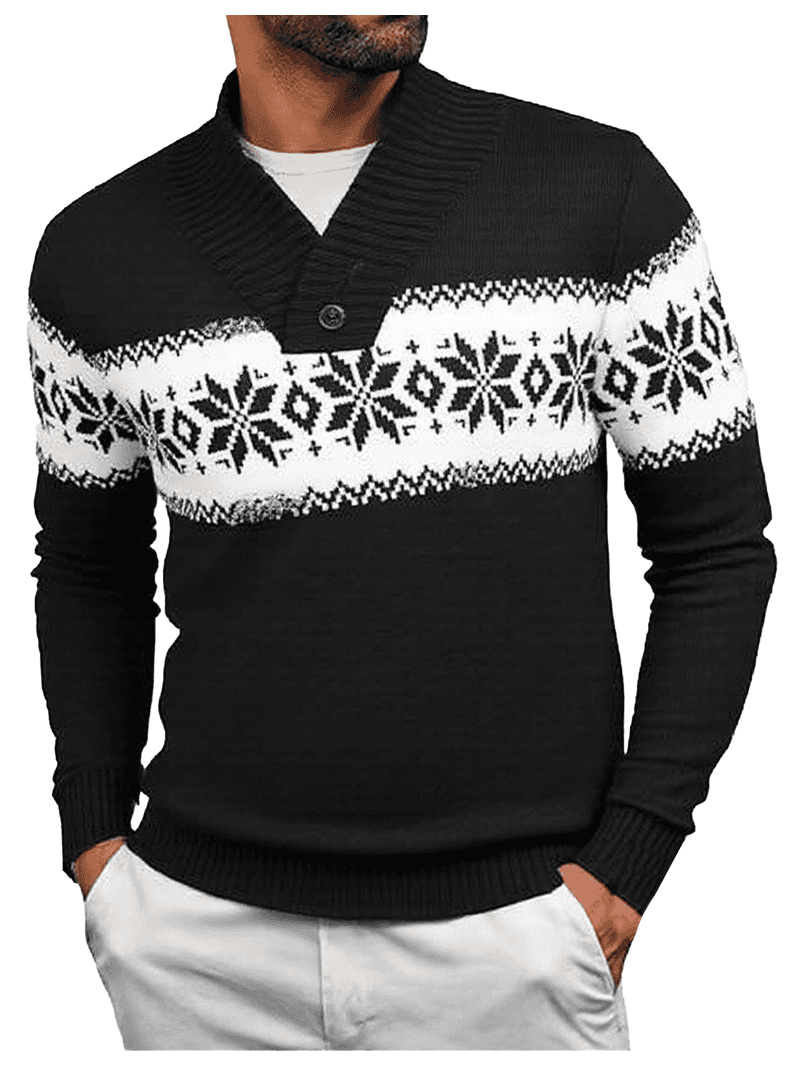 Holiday Sweater Black Snowflake Sweater Christmas Vacation Womens