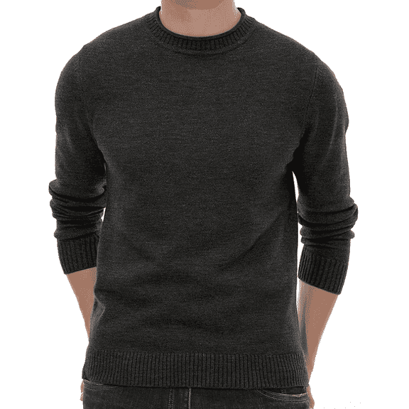 Puztloy Men's Sweater Pullover Crewneck Long Sleeve Lightweight Knit Soft Casual with Ribbing Edge Knitwear sweaters Dark Grey