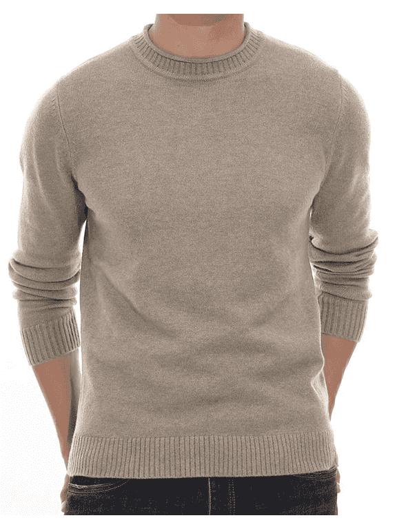 Men's Sweater Pullover Crewneck Long Sleeve Lightweight Knit Soft Casual with Ribbing Edge Knitwear sweaters Khaki