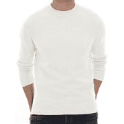 PUZTLOY Men's Sweater Pullover Crewneck Long Sleeve Lightweight Knit Soft Casual with Ribbing Edge Knitwear sweaters White