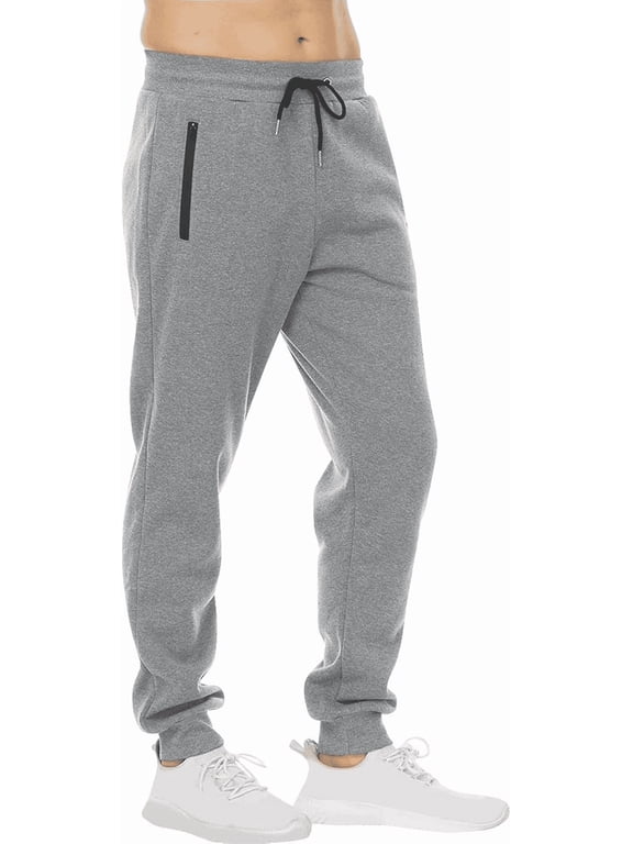 Men's Sweatpants Joggers with Zipper Pockets Lightweight Elastic Waist Athletic Workout Gym Running Sweat Pants