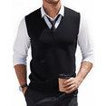 thumbnail image 1 of PUZTLOY Men's Sweater Vest Sleeveless Knitted Pullover Casual Solid Color Relaxed Fit Fall Winter Warm Fashion Tops Knitwear 2025 Black, 1 of 10