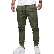 PUZTLOY Men’s Jogger Pants with Pockets Drawstring Cargo Sweatpants Casual Athletic Track Pants for Hiking Running Outdoor Workout Army Green