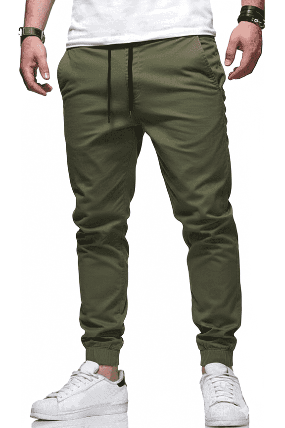 Men’s Jogger Pants with Pockets Drawstring Cargo Sweatpants Casual Athletic Track Pants for Hiking Running Outdoor Workout Black