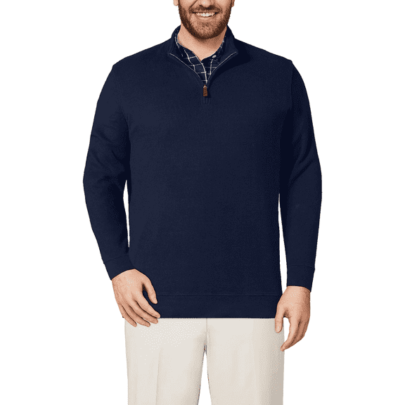 Puztloy Mens Pullover Sweaters Quarter Zip Casual Lightweight Slim Fit Knit Texture Knitted Sweater Navy Blue