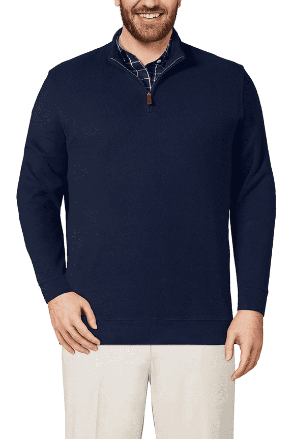 Mens Pullover Sweaters Quarter Zip Casual Lightweight Slim Fit Knit Texture Knitted Sweater Navy Blue