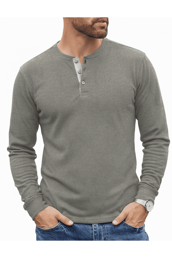 Henley Shirts for Men, Long Sleeve Shirts for Men Pullover Lightweight, Casual Mens Henley Tops Button Up Sweatshirts, Size S-2XL