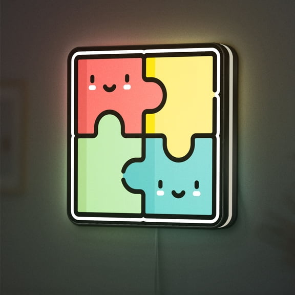 Puzzle 3D Novelty Light Box, Creative Brain Teaser Lamp, Kids Game Night Light, Fun Educational Decor (Width 20 inch, 50cm)