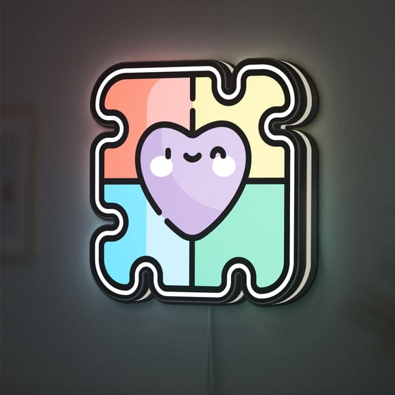 Puzzle 3D Novelty Light Box, Friendship Jigsaw Lamp, BFF Gift Light, Fun Compatibility Night Light (Width 8 inch, 20cm)