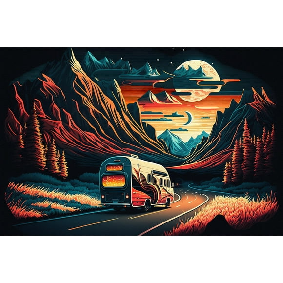 Puzzle for Adult 500 Piece Road Trip Van Wooden Jigsaw Puzles SchoolSupplies Kids Intelligence Game Toy Family Friend Challenging Puzzle Gift Finished Size is 20.47x14.96