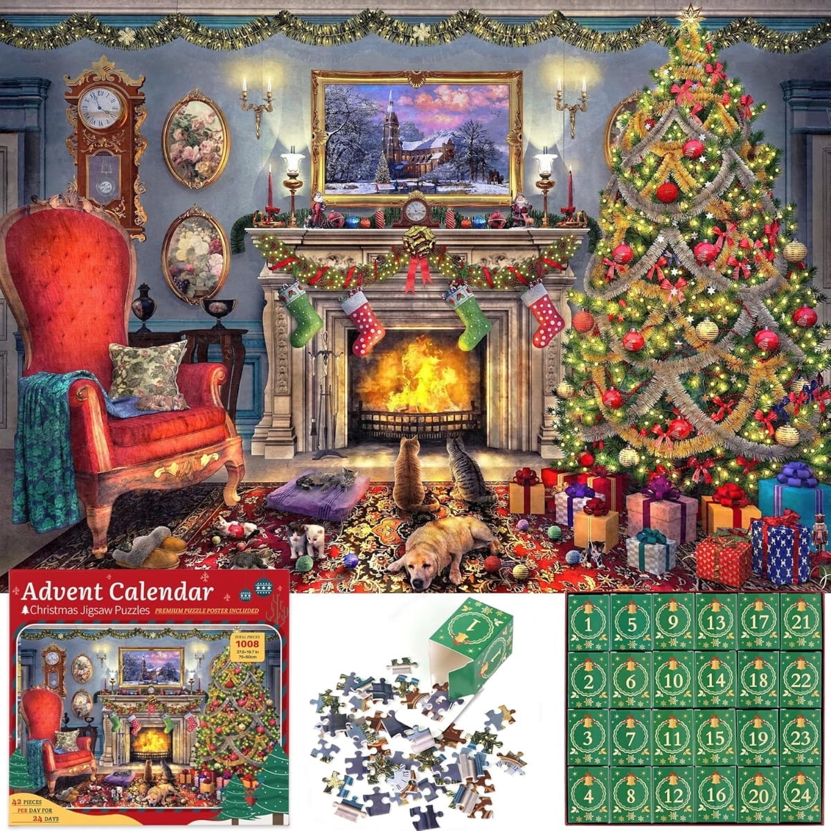 Puzzle advent calendar 2024 christmas jigsaw puzzles 24 days christmas  countdown advent calendar puzzle for adults xmas puzzles gift - walmart.com