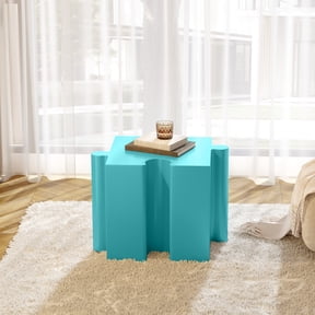Puzzle Art Side Table, Outdoor Modular Concave Edge Table for Patio Garden Indoor Outdoor, Light Blue