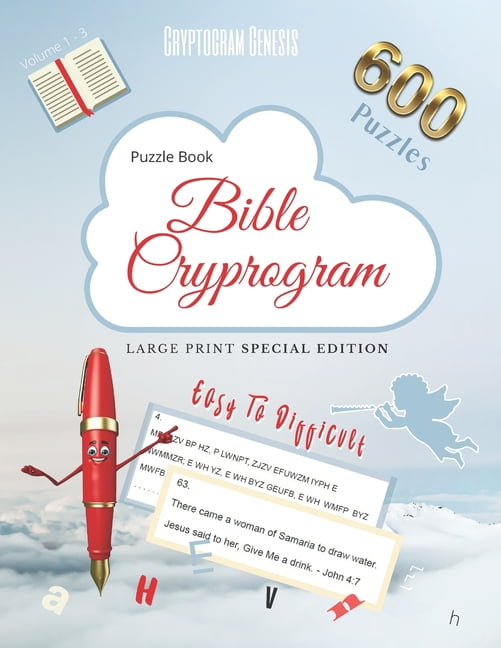 CRYPTOGRAM GENESIS Puzzle Book Bible Cryptogram Large Print Special Edition: Bible Cryptograms, Cryptogram Bible Puzzle Books, Cryptograms Bible Quotes - The Complete Se