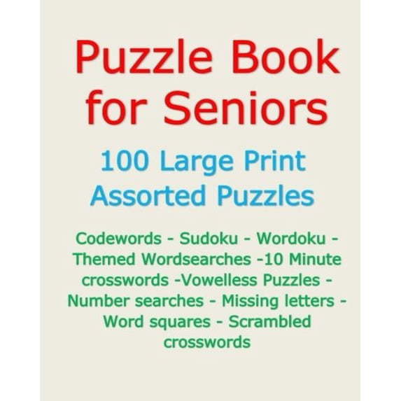 Pre-Owned Puzzle Book for Seniors: 100 Large Print Assorted Puzzles Paperback