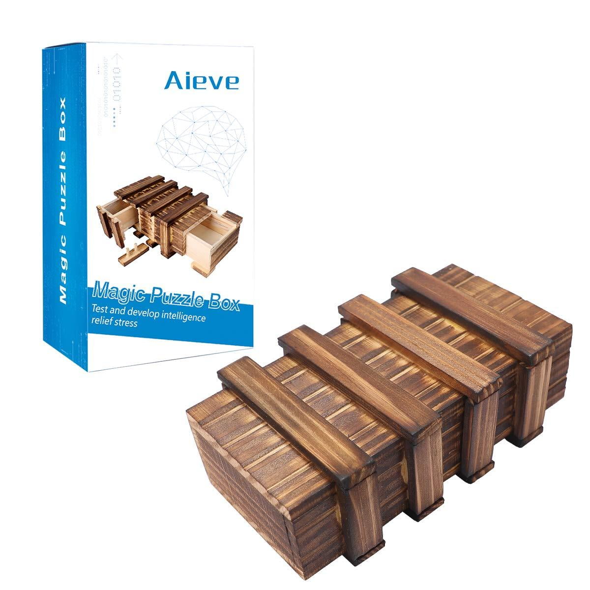 Puzzle Box,Magic Box Wooden Puzzle Box Secret Compartment Brain Teaser Box Game Money Gift Box