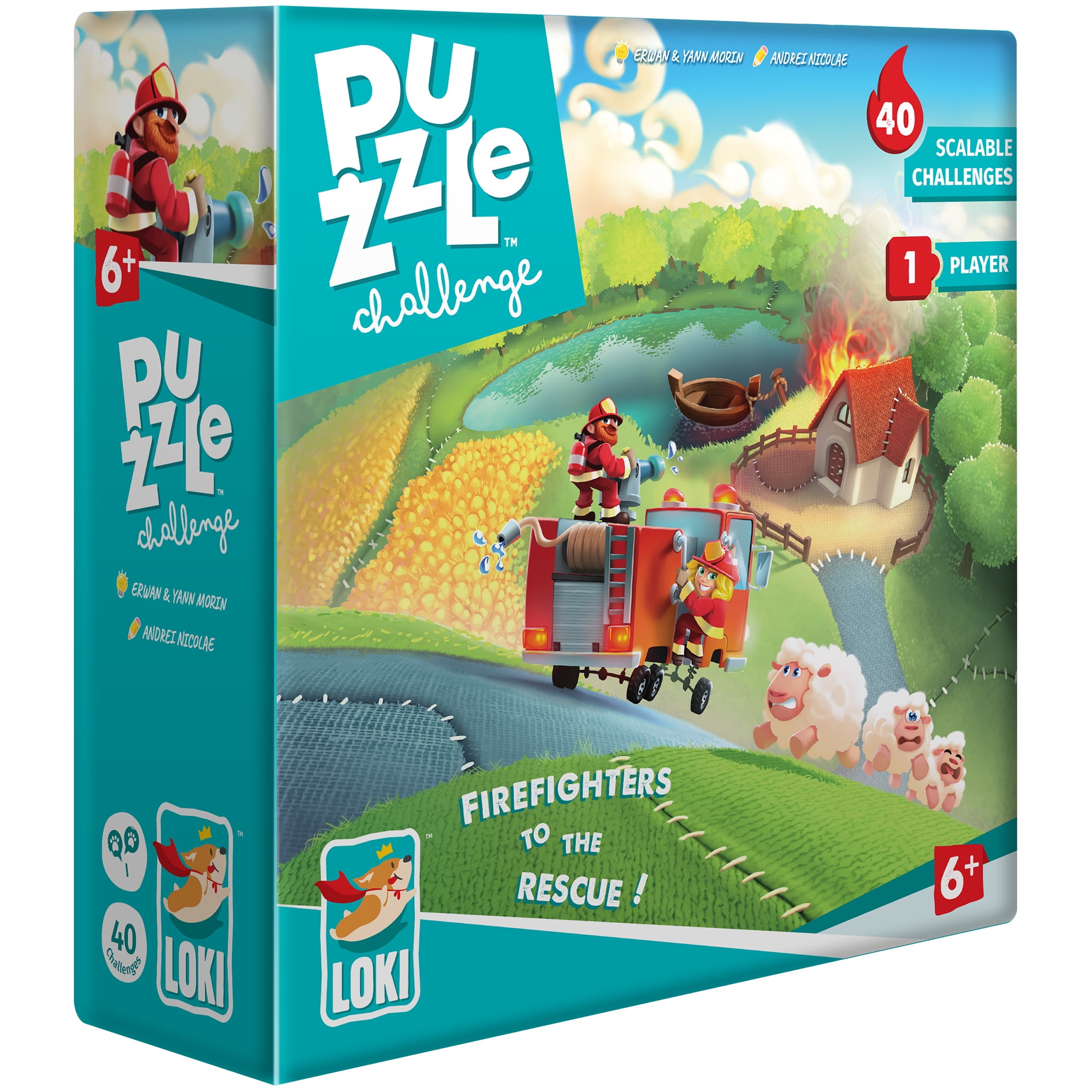 Puzzle Challenge: Firefighters To The Rescue! - 40 Challenges, LOKI Games, Learn How to Fulfill A Puzzle W/ Funny Objectives, Children's Game, 1 Player, Ages 6+