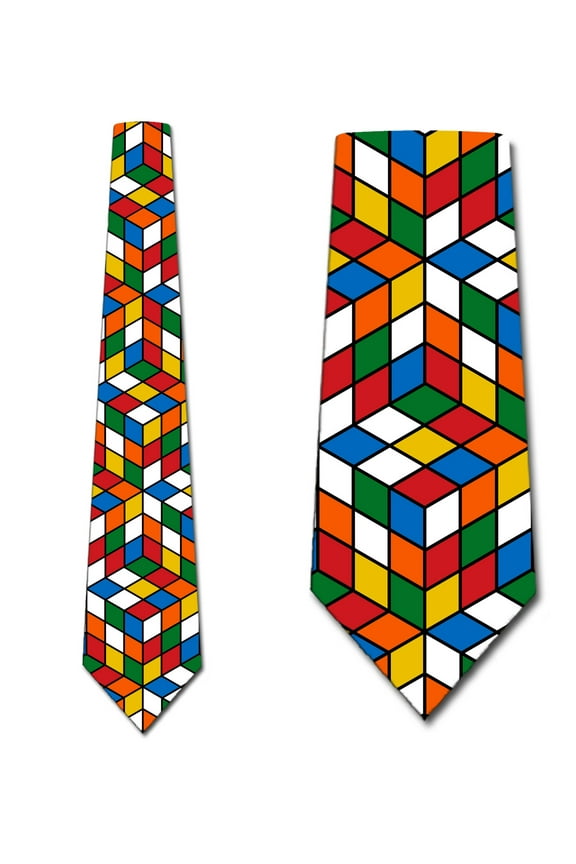 Puzzle Cube Ties Mens Illusion Puzzle Necktie by Three Rooker