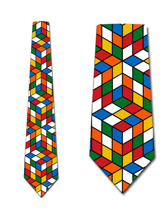Puzzle Cube Ties Mens Illusion Puzzle Necktie by Three Rooker