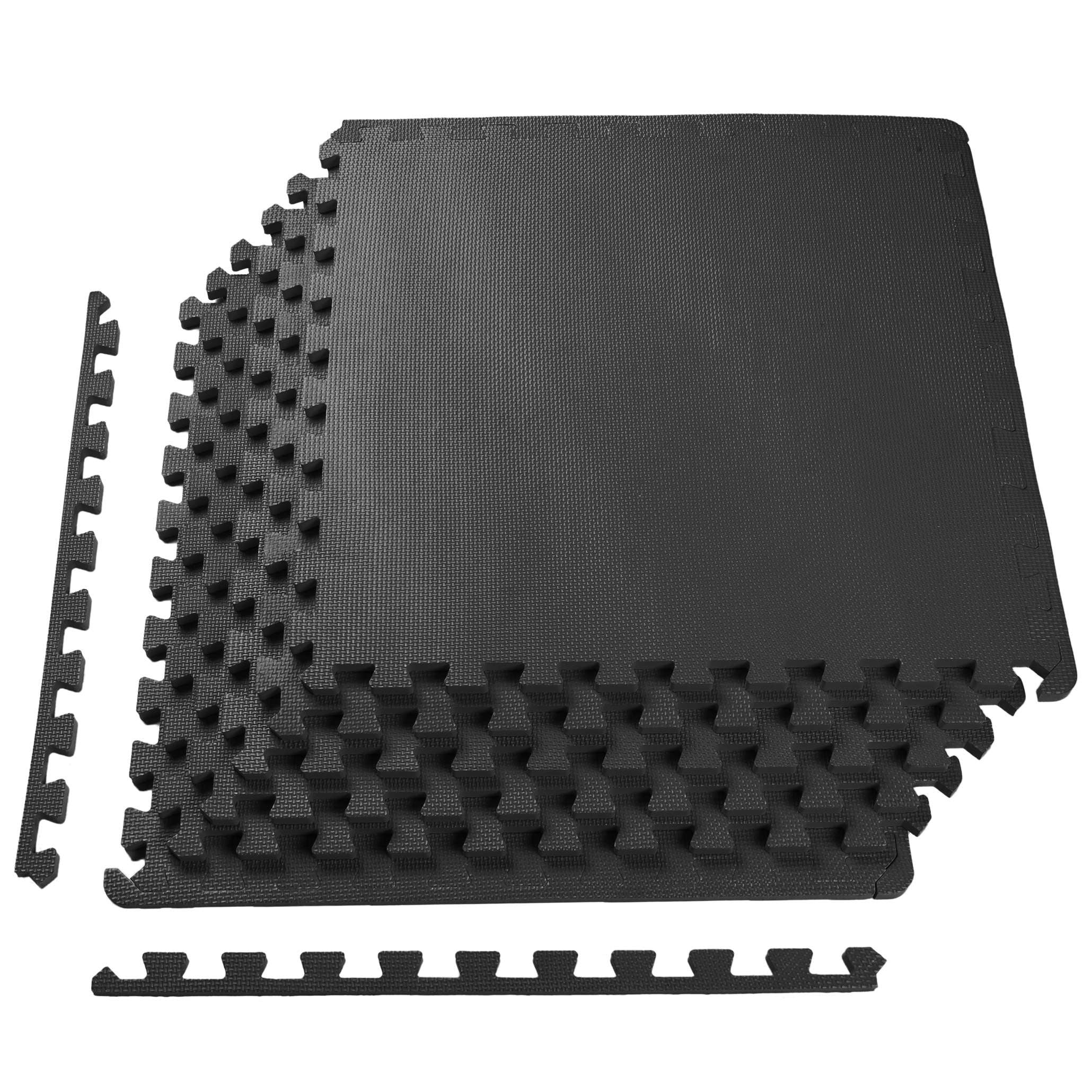 Puzzle Exercise Mat with EVA Foam Interlocking Tiles for MMA, Exercise, Gymnastics and Home Gym Protective Flooring, 3/4" Thick, 24 Square Feet, Black