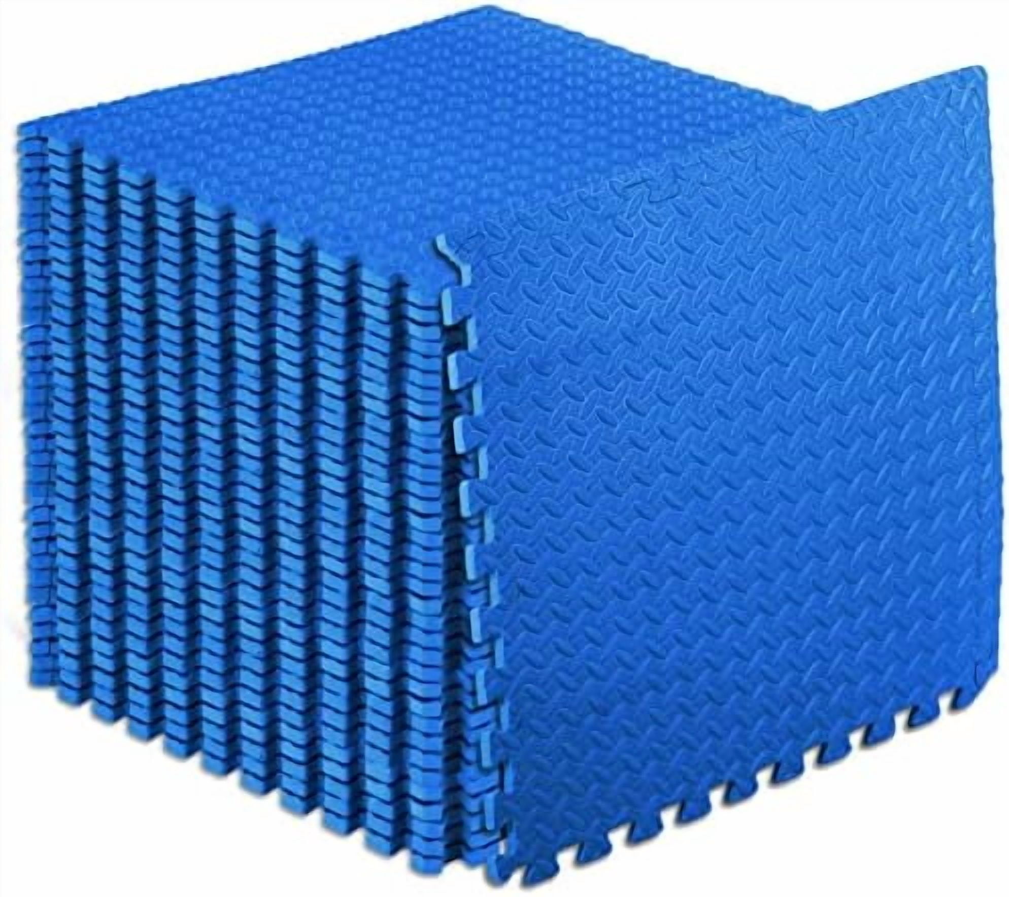 Puzzle Exercise Mat ½ in, EVA Interlocking Foam Floor Tiles for Home Gym, Mat for Home Workout Equipment, Floor Padding for Kids, Blue, 24 in x 24 in x ½ in, 144 Sq Ft - 36 Tiles