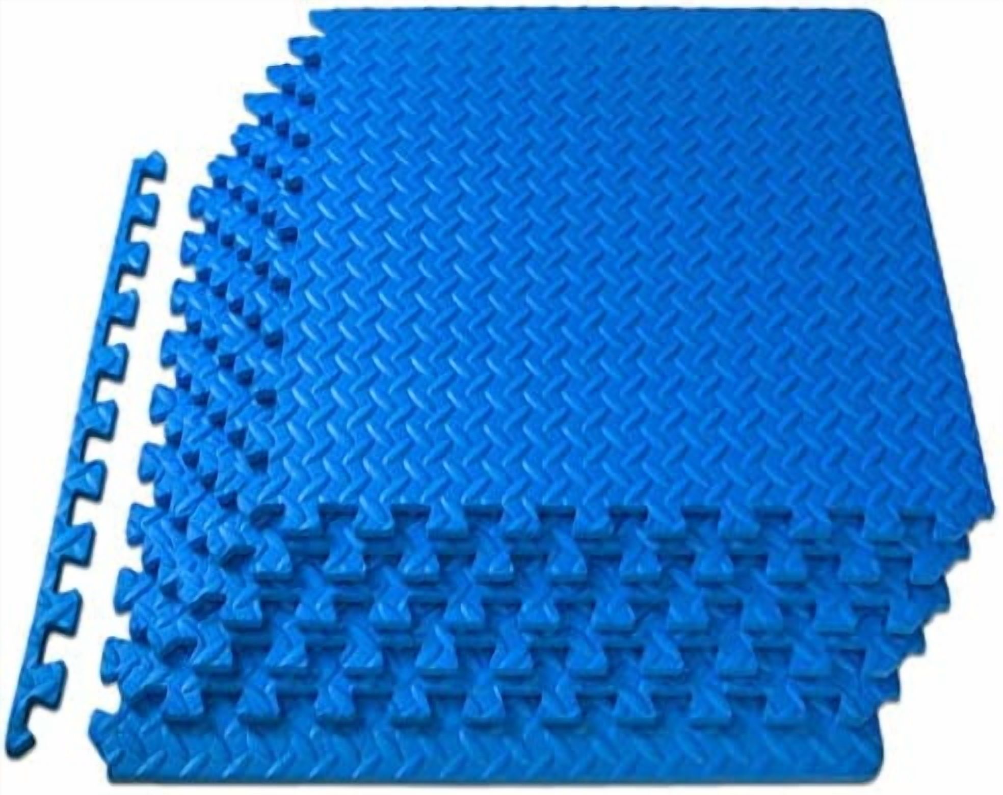 Puzzle Exercise Mat ½ in, EVA Interlocking Foam Floor Tiles for Home Gym, Mat for Home Workout Equipment, Floor Padding for Kids, Blue, 24 in x 24 in x ½ in, 24 Sq Ft - 6 Tiles