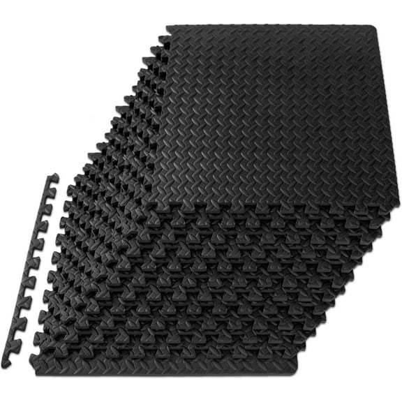 Puzzle Exercise Mat ½ in, EVA Interlocking Foam Floor Tiles for Home Gym, Mat for Home Workout Equipment, Floor Padding for Kids