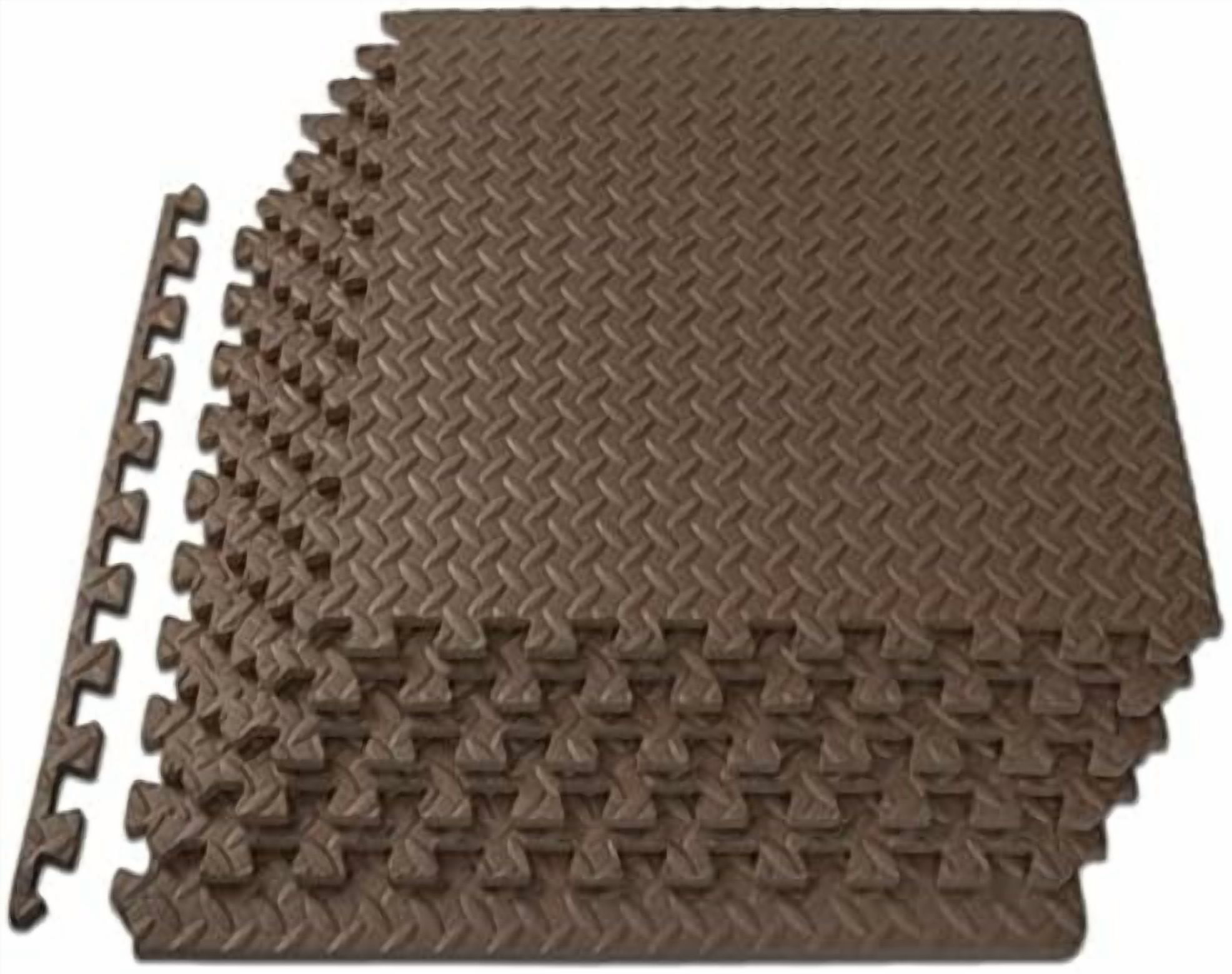 Puzzle Exercise Mat ½ in, EVA Interlocking Foam Floor Tiles for Home Gym, Mat for Home Workout Equipment, Floor Padding for Kids, Brown, 24 in x 24 in x ½ in, 24 Sq Ft - 6 Tiles