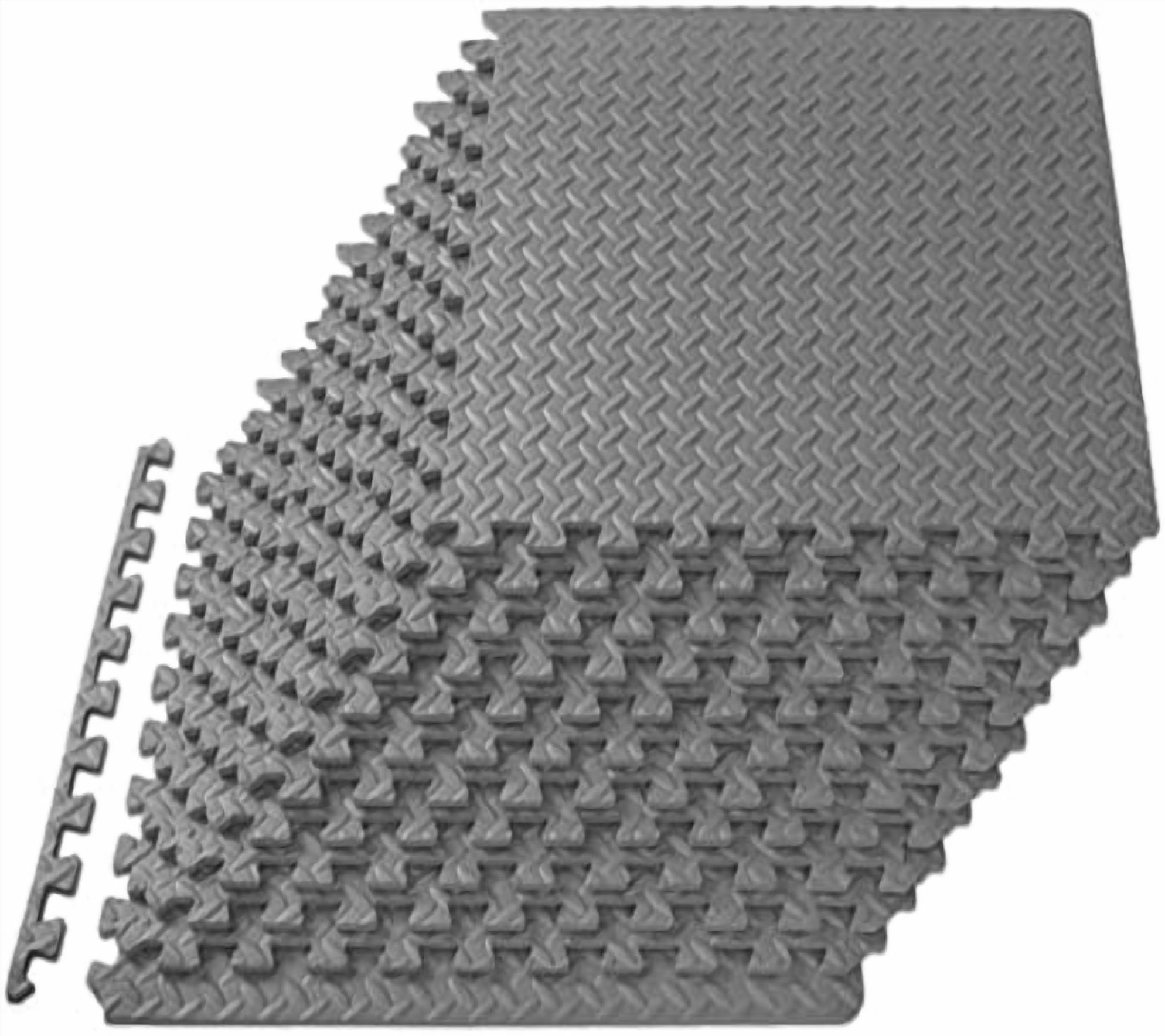 Puzzle Exercise Mat ½ in, EVA Interlocking Foam Floor Tiles for Home Gym, Mat for Home Workout Equipment, Floor Padding for Kids, Grey, 24 in x 24 in x ½ in, 48 Sq Ft - 12 Tiles
