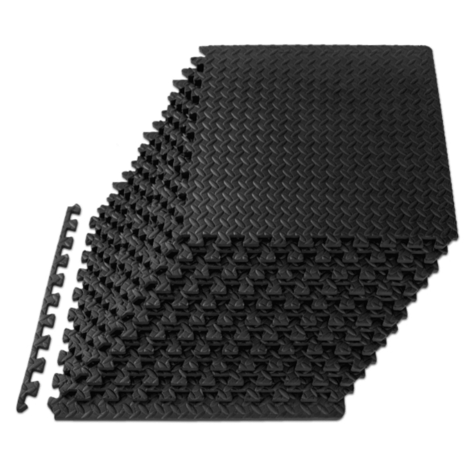 Puzzle Exercise Mat ½ in, EVA Interlocking Foam Floor Tiles for Home Gym, Mat for Home Workout Equipment, Floor Padding for Kids, Black,