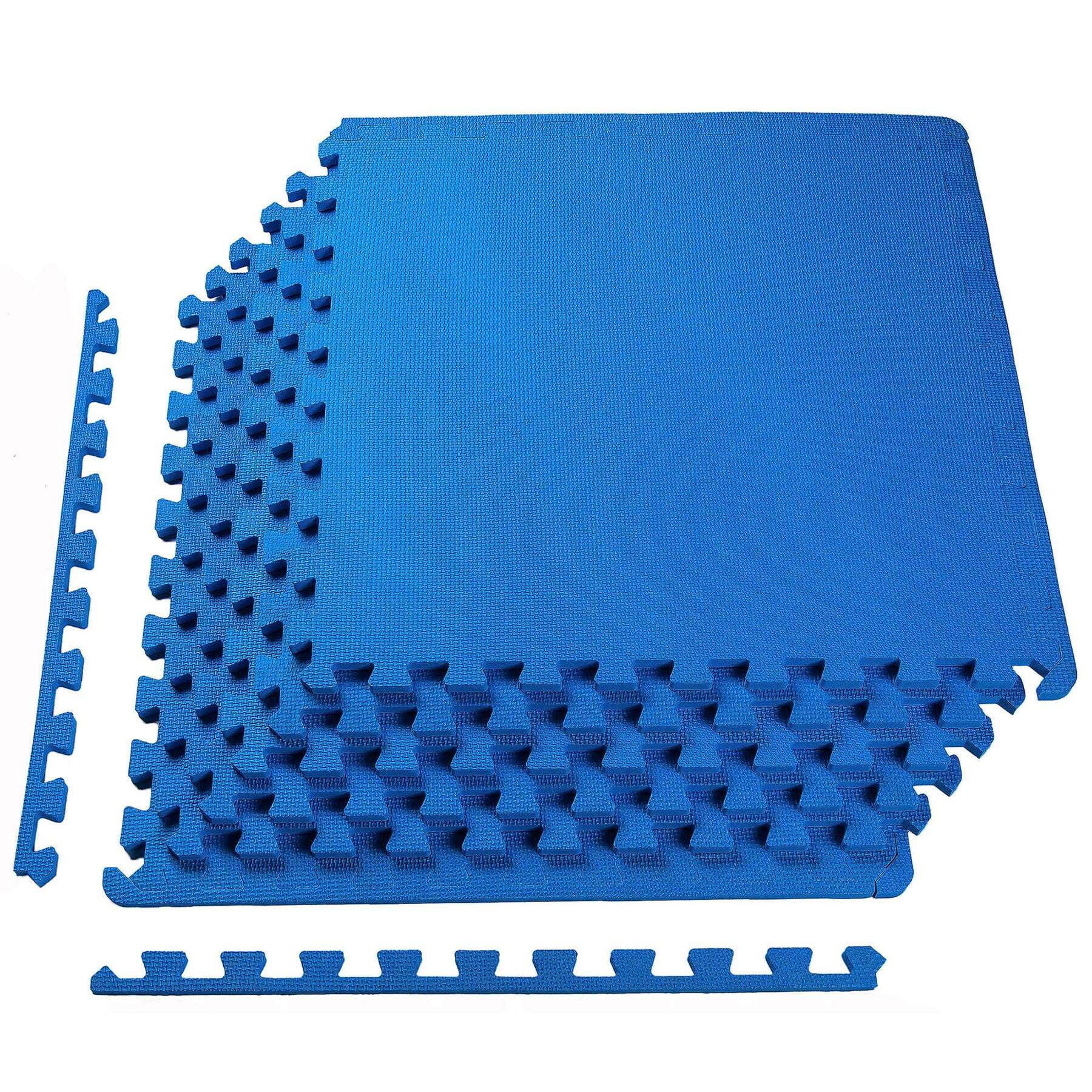 Puzzle Exercise Mat with EVA Foam Interlocking Tiles for MMA, Exercise, Gymnastics and Home Gym Protective Flooring, 1" Thick, 24 Square Feet, Blue