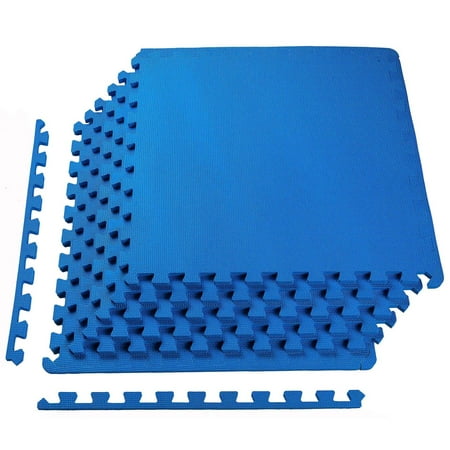 Puzzle Exercise Mat with EVA Foam Interlocking Tiles for MMA, Exercise, Gymnastics and Home Gym Protective Flooring, 3/4" Thick, 24 Square Feet, Blue