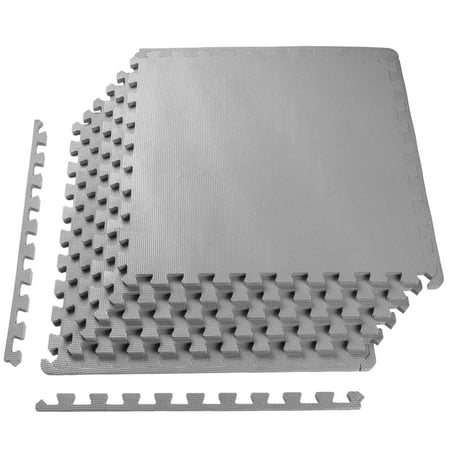 Puzzle Exercise Mat with EVA Foam Interlocking Tiles for MMA, Exercise, Gymnastics and Home Gym Protective Flooring, 3/4" Thick, 24 Square Feet, Gray