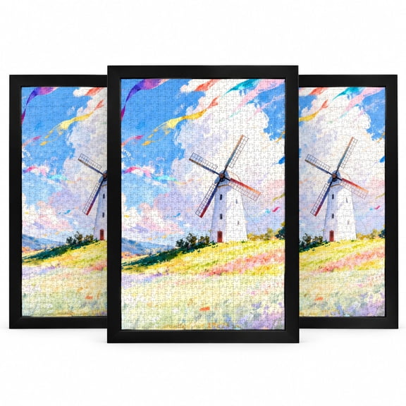 Puzzle Frames for 1000 Pieces, 50x70cm, 3 Pack, Black Engineered Wood with Plexiglass