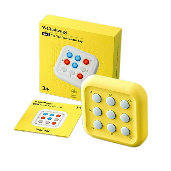 Puzzle Game Console 3-in-1 Focus Training Classic Button Games Compact ABS Plastic Handheld Arcade 9 Difficulty Levels Adjustable Volume Brightness