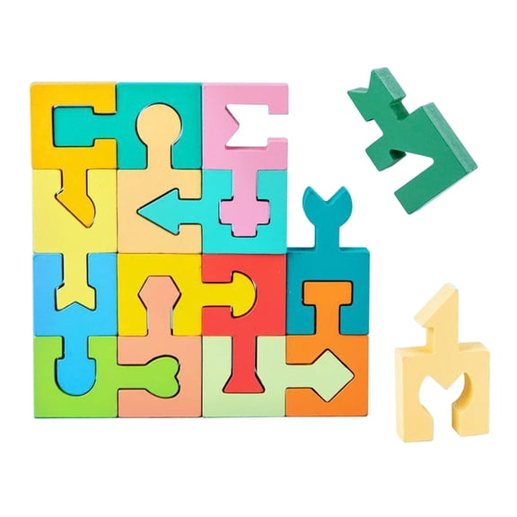 Puzzle Game,Wooden Puzzle,Shape Matching Wooden Puzzle Assembly Building Blocks Children's Toys Logical Thinking Spatial Concentration Training,Wooden Puzzle Pattern Game(1set)