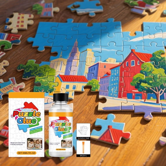 Puzzle Glue for DIY Crafts,Quick-Set Non-Yellowing Adhesive with Invisible Finish and Solid Bond,Brush-On Easy Application for Puzzle Preservation Framing and Paper Craft Projects-A