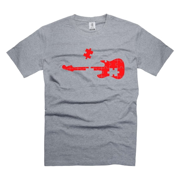 Puzzle Guitar Shirt Autism Guitar Tee Autism Awareness Shirt Guitarist Gift Tee Autistic Shirt (X-Large Grey)