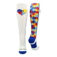 thumbnail image 1 of Puzzle Heart Autism Awareness OTC Socks (White/Royal, Large), 1 of 2
