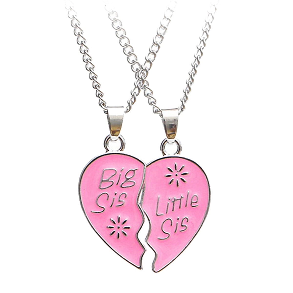 Puzzle Heart Pendant Necklace Little Big Sister Forever Necklaces Jewelry Graduation Gift Pink