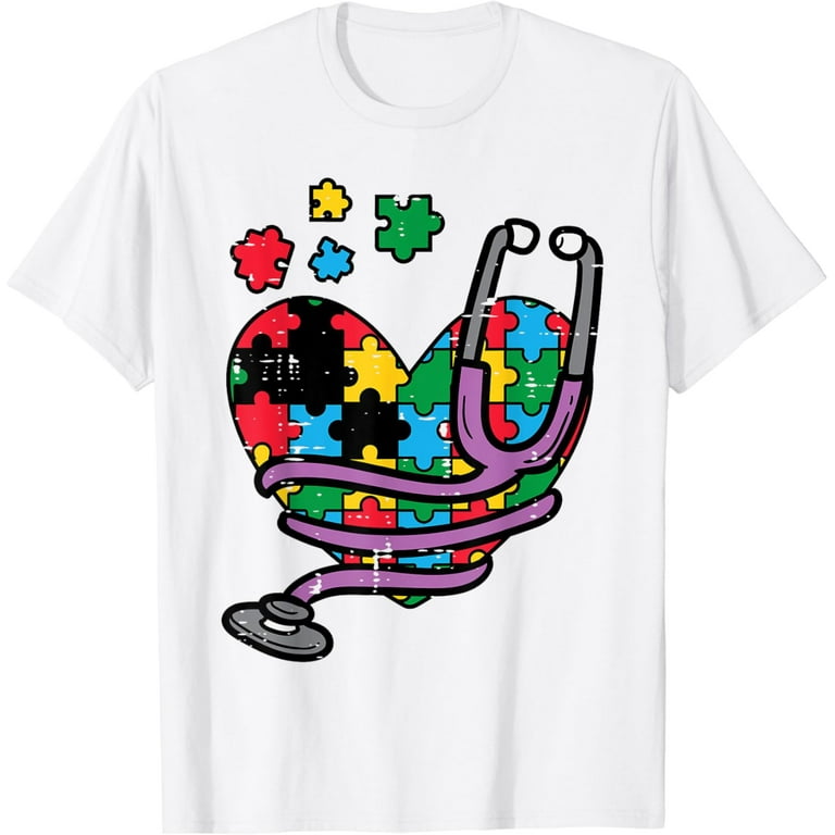 Nurses Autism Awareness Shirt With Puzzle Piece Heart Nurses Autism Awareness Shirt With Puzzle Piece Heart