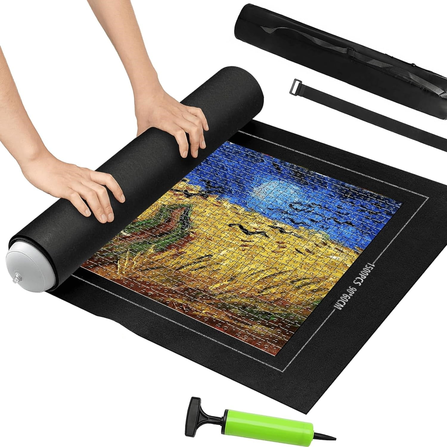 Puzzle Mat Roll Up,Puzzle Roll Storage Felt Mat，Store and Transport Puzzles to 1500 Pieces,with