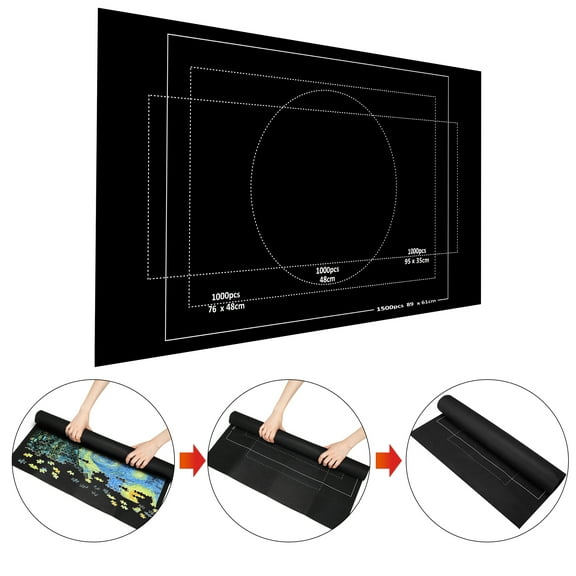 Puzzle Mat Roll Up Storage Mat Puzzle Saver with Auxiliary Lines for up to 1500 Pcs